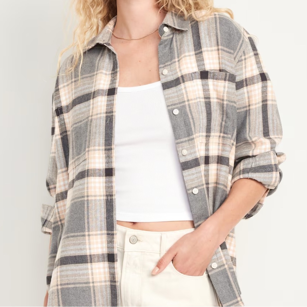 Old Navy Flannel Boyfriend Button-Down Shirt
